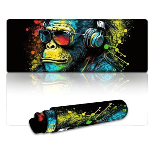 LLONGKT Monkey Mouse Pad Erweitertes XL-Mauspad (30 x 80 x 0,3 cm) Tastaturpad, rutschfeste Gummi- und wasserdichte Oberfläche für PC, Laptop, Schreibtisch von LLONGKT