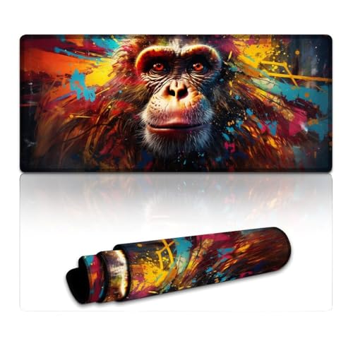 LLONGKT Monkey Mouse Pad Erweitertes XXXL-Mauspad (40 x 90 x 0,3 cm) Tastaturpad mit Rutschfester Unterseite und genähtem Rand für Gaming-Büroarbeiten von LLONGKT