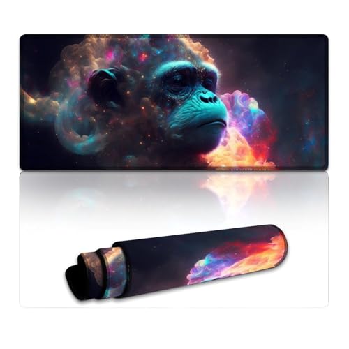 LLONGKT Monkey Mouse Pad Großes Gaming-Mauspad (40 x 90 x 0,3 cm) Tischmatte mit Rutschfester Unterseite und genähtem Rand für Büro/Gaming von LLONGKT