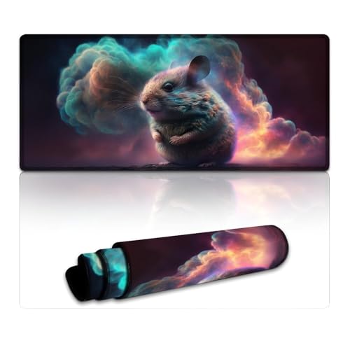 LLONGKT Mouse Nebula Mauspad, großes Gaming-Mauspad (40 x 90 x 0,3 cm), Tischmatte, rutschfeste Gummiunterseite, wasserdichte Oberfläche, langlebige genähte Kanten, Laptop-Desktop von LLONGKT