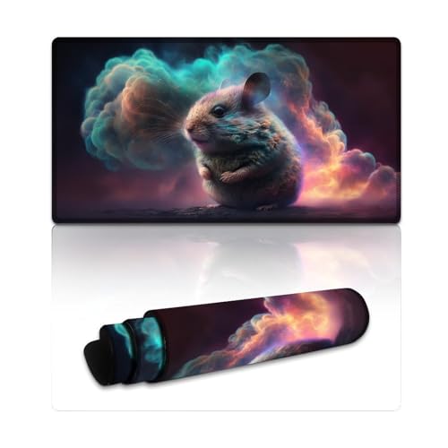 LLONGKT Mouse Nebula Mauspad, großes Mauspad (40 x 75 x 0,3 cm), Tischpad mit hochwertiger Textur, rutschfest und wasserdicht, genähte Kanten für Gaming, Büro und Zuhause von LLONGKT