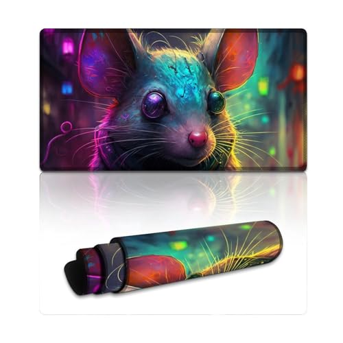 LLONGKT Neon-Maus, Gaming-Mauspad, lang, XXL-Mauspads (40 x 75 x 0,3 cm), Tastaturpad, hervorragende Geschwindigkeit und Kontrolle, rutschfeste Gummiunterseite von LLONGKT