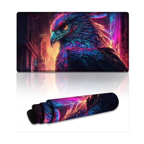 LLONGKT Neon Phoenix Mauspad, waschbares Mauspad (40 x 75 x 0,3 cm), große Schreibtischunterlage mit Rutschfester Gummiunterseite, geeignet für Computer, Büro, Zuhause von LLONGKT