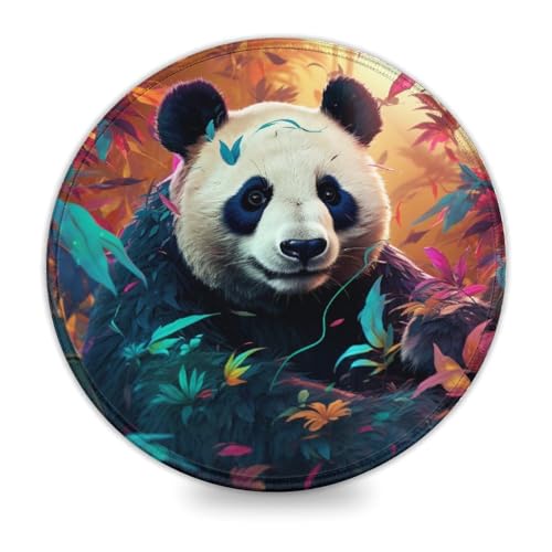 LLONGKT Rundes Gaming-Mauspad, bunter Kunst-Panda (20 x 20 cm), runde Schreibtischunterlage für Schreibtisch, kabellos, Computer, Büro, Laptop, Zuhause, Gaming, Männer und Frauen von LLONGKT