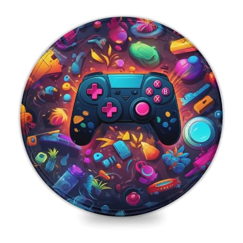 LLONGKT Rundes Gaming-Mauspad, buntes Gamepad (20 x 20 cm), Mauspad mit hochwertiger Textur, Laptop, Büro, Computer-Dekor, süßes Schreibtischzubehör, individuelles Design von LLONGKT