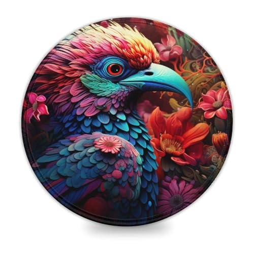 LLONGKT Rundes Gaming-Mauspad mit Buntem Kunstvogel 20x20cm, weiches Mauspad für Damen und Kinder, kabellose Maus, Laptops, Tastaturablage, Homeoffice, Reisen LLONGKT Rundes Gaming-Mauspad mit Buntem Kunstvogel 20x20cm, weiches Mauspad für Damen und Kinder, kabellose Maus, Laptops, Tastaturablage, Homeoffice, Reisen von LLONGKT