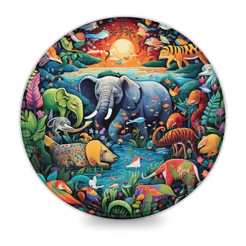 LLONGKT Rundes Gaming-Mauspad mit Elefantenmotiv (20 x 20 cm), Mauspad mit hochwertiger Textur, für Damen und Kinder, kabellose Maus, Laptops, Tastaturablage, Homeoffice, Reisen von LLONGKT