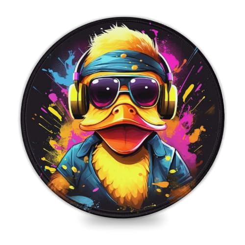 LLONGKT Rundes Gaming-Mauspad mit Ente und Kopfhörern 20x20cm, Mauspad mit hochwertiger Textur für Desktop, Laptop, Arbeit und Reisen LLONGKT Rundes Gaming-Mauspad mit Ente und Kopfhörern 20x20cm, Mauspad mit hochwertiger Textur für Desktop, Laptop, Arbeit und Reisen von LLONGKT