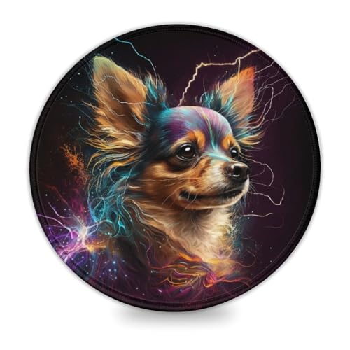 LLONGKT Rundes Gaming-Mauspad mit Fantasie-Chihuahua 20x20cm, Mauspad mit hochwertiger Textur, für Damen und Kinder, kabellose Maus, Laptops, Tastaturablage, Homeoffice, Reisen LLONGKT Rundes Gaming-Mauspad mit Fantasie-Chihuahua 20x20cm, Mauspad mit hochwertiger Textur, für Damen und Kinder, kabellose Maus, Laptops, Tastaturablage, Homeoffice, Reisen von LLONGKT