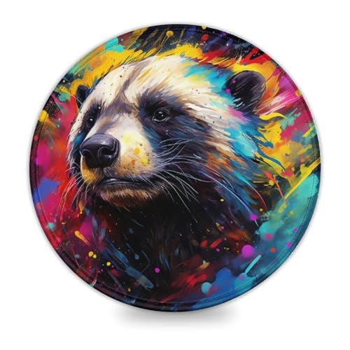 LLONGKT Rundes Gaming-Mauspad mit Honigdachs-Motiv 20x20cm, genähte Kanten, Mauspad für Damen und Kinder, kabellose Maus, Laptops, Tastaturablage, Homeoffice, Reisen LLONGKT Rundes Gaming-Mauspad mit Honigdachs-Motiv 20x20cm, genähte Kanten, Mauspad für Damen und Kinder, kabellose Maus, Laptops, Tastaturablage, Homeoffice, Reisen von LLONGKT