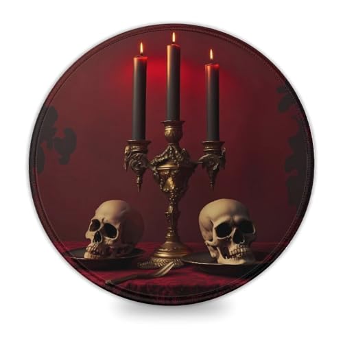LLONGKT Rundes Gaming-Mauspad mit Horror-Kunstmotiv (20 x 20 cm), Mauspad mit hochwertiger Textur, für Damen und Kinder, kabellose Maus, Laptops, Tastaturablage, Homeoffice, Reisen von LLONGKT