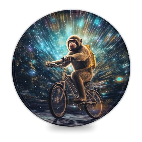 LLONGKT Rundes Gaming-Mauspad mit Monkey Bike-Motiv (20,3 cm), Computer-Mauspad mit Rutschfester Unterseite aus Naturkautschuk für Gamer/Desktop/Büro/Zuhause von LLONGKT