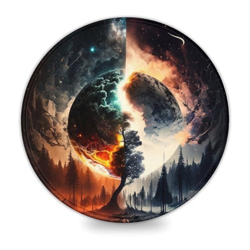 LLONGKT Rundes Gaming-Mauspad mit Yin- und Yang-Landschaft (20,3 cm), rutschfestes Gummi-Mauspad, dick genug für hervorragende Geschwindigkeit und Kontrolle, rutschfeste Gummiunterseite von LLONGKT