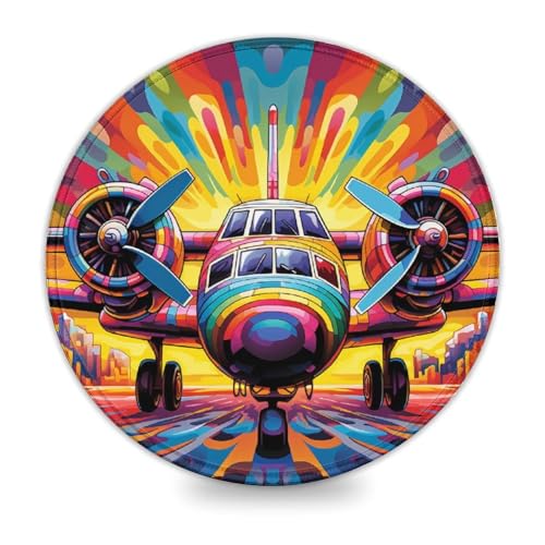 LLONGKT Rundes Mauspad mit Buntem Kunstflugzeug 20x20cm, weiches Mauspad für Damen und Kinder, kabellose Maus, Laptops, Tastaturablage, Homeoffice, Reisen LLONGKT Rundes Mauspad mit Buntem Kunstflugzeug 20x20cm, weiches Mauspad für Damen und Kinder, kabellose Maus, Laptops, Tastaturablage, Homeoffice, Reisen von LLONGKT