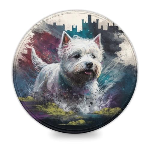 LLONGKT Rundes Mauspad mit West Highland White Terrier 20x20cm, weiches Mauspad für Damen und Kinder, kabellose Maus, Laptops, Tastaturablage, Homeoffice, Reisen LLONGKT Rundes Mauspad mit West Highland White Terrier 20x20cm, weiches Mauspad für Damen und Kinder, kabellose Maus, Laptops, Tastaturablage, Homeoffice, Reisen von LLONGKT