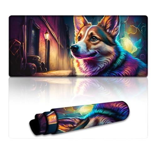 LLONGKT Shiba Inu Gaming-Mauspad, erweitertes Mauspad (XXXL 40 x 90 x 0,3 cm), Mäusepad für verbesserte Präzision und Geschwindigkeit, Gummiunterseite für stabilen Halt auf glatten Oberflächen von LLONGKT