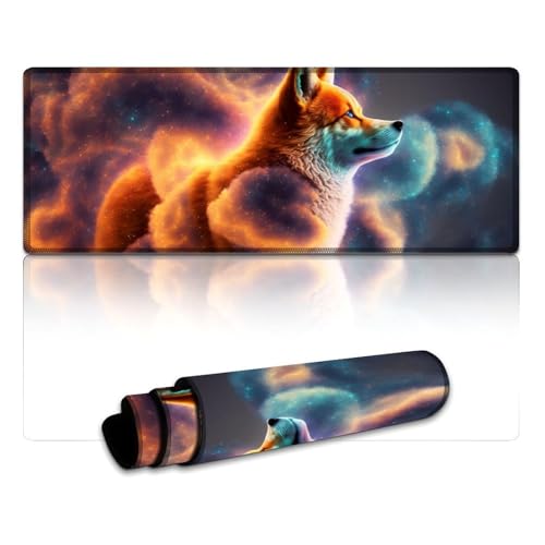 LLONGKT Shiba Inu-Mauspad, genähte Kanten, Mauspad (30 x 80 x 0,3 cm), Schreibtischunterlage verbessert Präzision und Geschwindigkeit, Gummiunterseite für stabilen Halt von LLONGKT