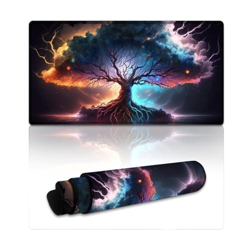 LLONGKT Tree Mouse Pad XXL Mauspad (40x75x0,3cm) Große Schreibtischunterlage Verbessert Präzision und Geschwindigkeit, Gummiunterseite für Stabilen Halt von LLONGKT