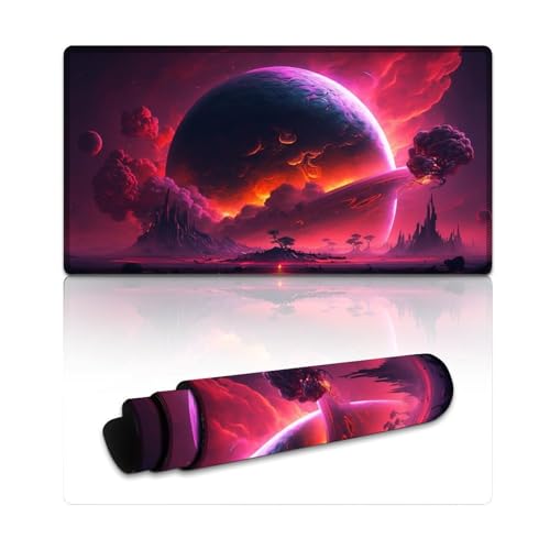 LLONGKT Universe Giant Planet Mauspad, wasserdichtes Mauspad (40 x 75 x 0,3 cm), Schreibtischunterlage mit Rutschfester Unterseite und genähtem Rand für Büro/Gaming von LLONGKT