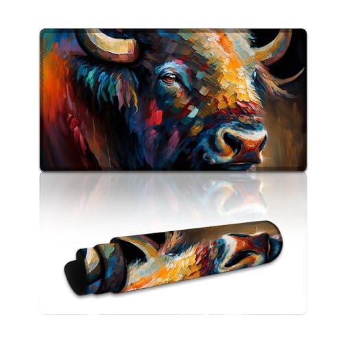 LLONGKT Yak Gaming-Mauspad, Computer-Mauspad (XXL, 40 x 75 x 0,3 cm), Schreibtischunterlage, rutschfeste Gummiunterseite, wasserdichte Oberfläche, langlebige genähte Kanten, Laptop-Desktop von LLONGKT