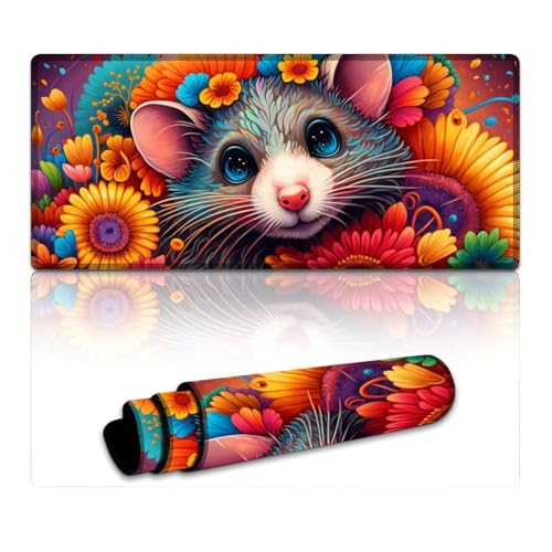 Mauspad Fantasy Mouse, großes Mauspad (40 x 90 x 0,3 cm), Tischpad, rutschfeste Gummiunterseite, weich und langlebig, für Büro- und Heimcomputer von LLONGKT
