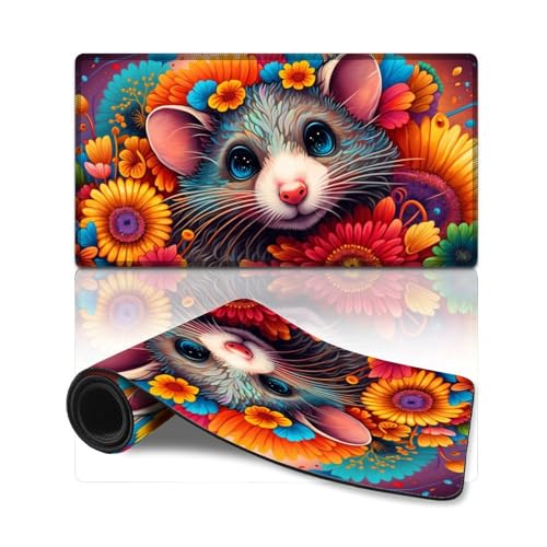 Mauspad Fantasy Mouse, wasserdichtes Mauspad, Tischpad mit Rutschfester Unterseite, wasserdicht und schmutzabweisend, geeignet für PC, Laptop (40 x 75 cm) von LLONGKT