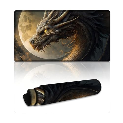 Mauspad mit Fantasie-Drachenmotiv, lang, XXL-Mauspads (40 x 75 x 0,3 cm), Schreibtischunterlage für Laptop, Computer, PC, Büro, süßes Design, Schreibtischzubehör von LLONGKT