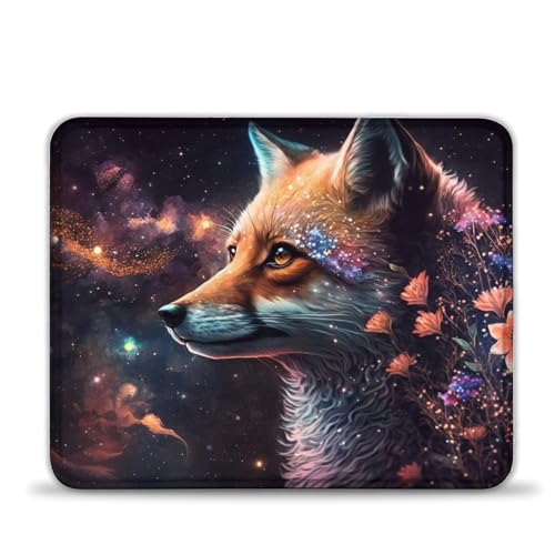 Mauspad mit Fuchs-Motiv, Cosmic Fantasy 25x30cm, Mauspad für Damen und Kinder, kabellose Maus, Laptops, Tastaturablage, Zuhause, Büro, Reisen Mauspad mit Fuchs-Motiv, Cosmic Fantasy 25x30cm, Mauspad für Damen und Kinder, kabellose Maus, Laptops, Tastaturablage, Zuhause, Büro, Reisen von LLONGKT
