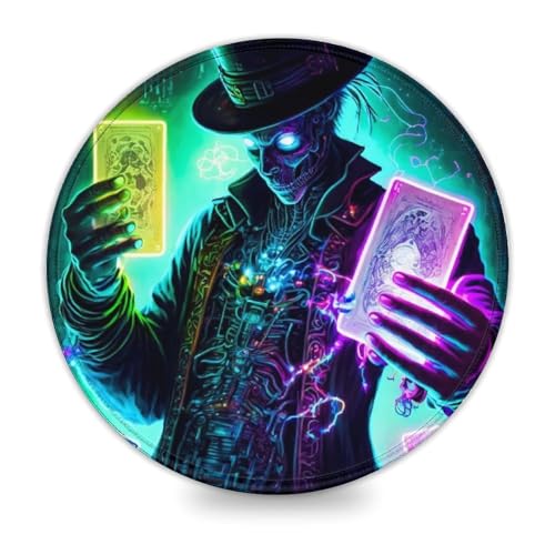 Rundes Gaming-Mauspad mit Poker-Totenkopf 20x20cm, genähte Kanten, Mauspad für Damen und Kinder, kabellose Maus, Laptops, Tastaturablage, Homeoffice, Reisen Rundes Gaming-Mauspad mit Poker-Totenkopf 20x20cm, genähte Kanten, Mauspad für Damen und Kinder, kabellose Maus, Laptops, Tastaturablage, Homeoffice, Reisen von LLONGKT