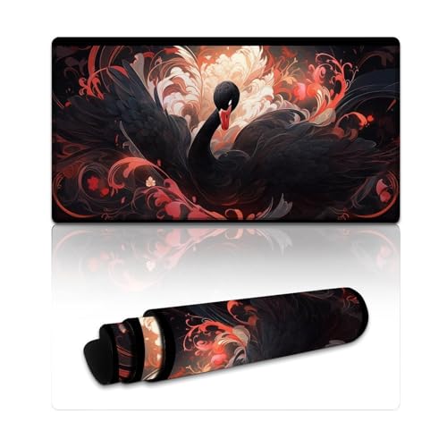 Schwan-Mauspad, lang, XXL, Mauspads (40 x 75 x 0,3 cm), Mäusepad für Laptop, Computer, PC, Büro, süßes Design, Schreibtischzubehör von LLONGKT