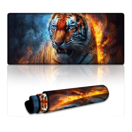 Tiger-Mauspad,erweitertes XXXL-Mauspad (40 x 90 x 0,3 cm),Tastatur-Schreibtischmatte mit weicher,glatter Oberfläche und rutschfester Gummiunterseite für Gamer,Büro und Schreibtischdekoration zu Hause von LLONGKT