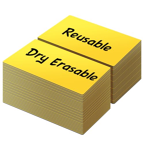 LLPT Trocken Abwischbare Magnetische Etiketten | 50 Stück | Leere Beschreibbare Magnetaufkleber, Wiederverwendbar | für Schreibtisch, DIY, Whiteboard, Farbe Gelb(DML2040YW) | 5CM x 10CM von LLPT