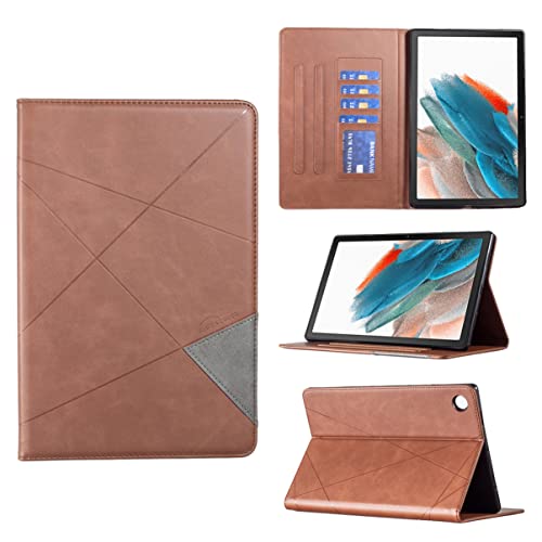 LLSHN Tablet Hülle kompatibel für Samsung Galaxy Tab A8 10.5 2022 SM-X200 / X205 / X207 Hülle Case PU Leder Tasche Schutzhülle Flip Brieftasche Stand Cover mit Kartenfach, Braun von LLSHN