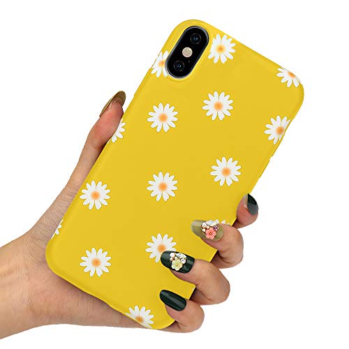 LLZ.COQUE Handyhülle Kompatibel mit iPhone XS Max Hülle Gänseblümchen Schutzhülle TPU Hülle Slim Case Cover Mond matt Handyhülle für iPhone XS Max Case Gelb von LLZ.COQUE