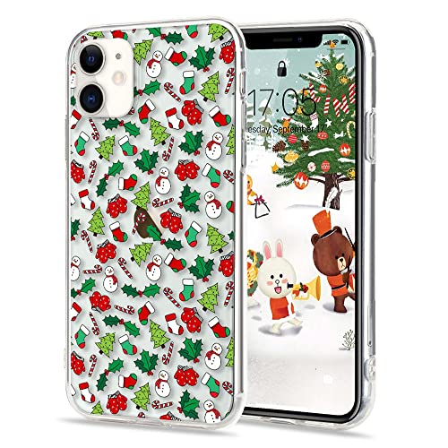 LLZ.COQUE Hülle für iPhone 11 Handyhülle Weihnachten Hülle Transparent Christmas Case Cover süß Silikon Schutzhülle Durchsichtig Weihnachtstasche Rückschale von LLZ.COQUE