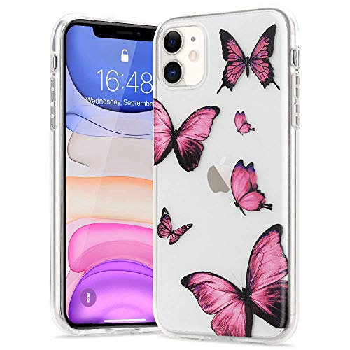 LLZ.COQUE Hülle für iPhone 11 Pro Max Handyhülle Schmetterling Klar Schutzhülle Transparent Butterfly Case Backcover Schmetterling Hülle für iPhone 11 Pro Max Rosa von LLZ.COQUE