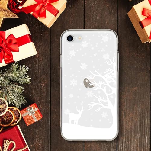 LLZ.COQUE Hülle für iPhone SE2022 Handyhülle iPhone 7/iPhone 8/iPhone SE2020 Hülle Weihnachten Schutzhülle Transparent Christmas Case Silikon Cover Süß Durchsichtig Weihnachtstasche Rückschale von LLZ.COQUE