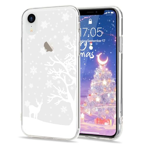 LLZ.COQUE Hülle für iPhone Xr Handyhülle Weihnachten Hülle Transparent Christmas Case Cover süß Silikon Schutzhülle Durchsichtig Weihnachtstasche Rückschale von LLZ.COQUE