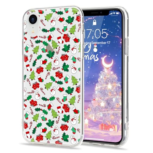 LLZ.COQUE Hülle für iPhone Xr Handyhülle Weihnachten Hülle Transparent Christmas Case Cover süß Silikon Schutzhülle Durchsichtig Weihnachtstasche Rückschale von LLZ.COQUE