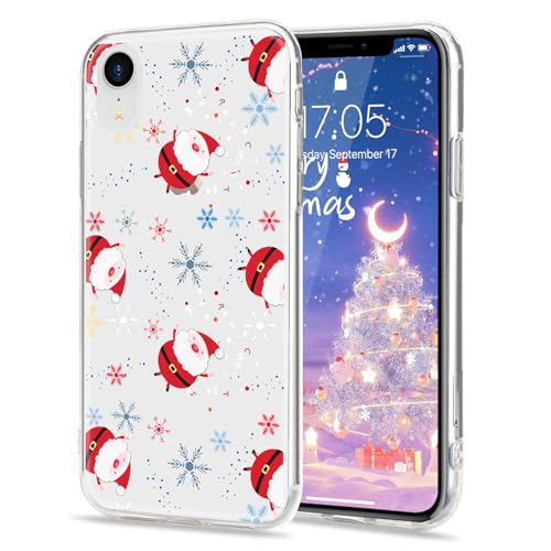 LLZ.COQUE Hülle für iPhone Xr Handyhülle Weihnachten Hülle Transparent Christmas Case Cover süß Silikon Schutzhülle Durchsichtig Weihnachtstasche Rückschale von LLZ.COQUE