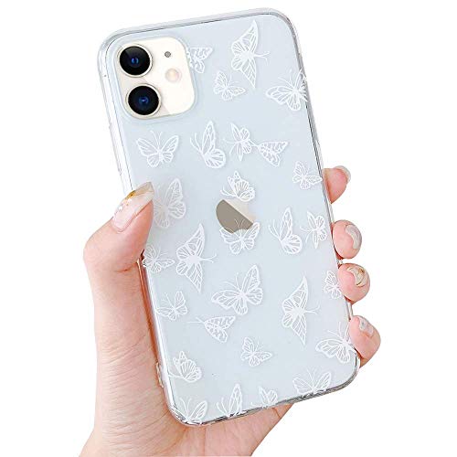 LLZ.COQUE Kompatibel mit iPhone 11 Hülle Schmetterling TPU Bumper Handyhülle Durchsichtig Schutzhülle für iPhone 11 Butterfly Case Transparent Hülle Weiß von LLZ.COQUE