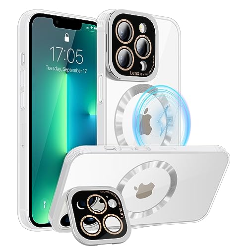 LLZ.COQUE Magnetisch Hülle Kompatibel mit iPhone 13 Pro Max für MagSafe Handyhülle Transparent Schutzhülle mit Kameraschutz Galvanische Kante Clear Case für iPhone 13 Pro Max Transparent von LLZ.COQUE