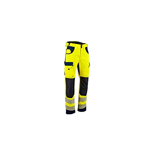 LMA Workwear 1667 DEFENSE Gut Sichtbare Zweifarbige Hose mit Knietaschen, Größe 66, Fluoreszierendes Gelb/Dunkelblau von LMA Workwear