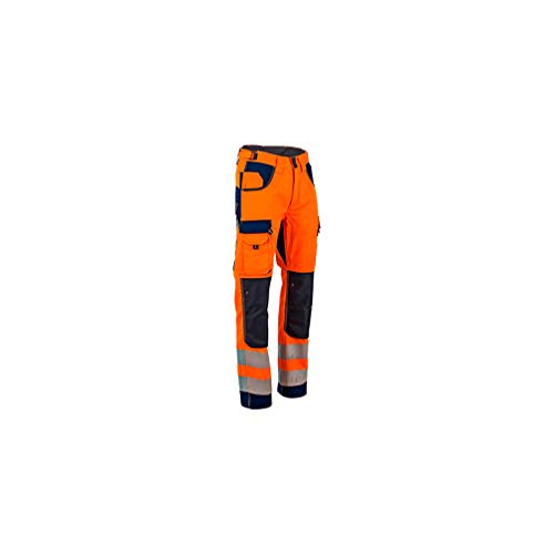 LMA Workwear 1679 POLARISATION Gut Sichtbare Zweifarbige Hose mit Knietaschen, Größe 66, Neon Orange/Dunkelblau von LMA Workwear
