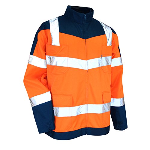 LMA Workwear 2115 URGENCE Zweifarbige Jacke mit Hoher Sichtbarkeit ohne Metall Stehkragen, Größe L, Mitternachtsblau/Neon Orange LMA Workwear 2115 URGENCE Zweifarbige Jacke mit Hoher Sichtbarkeit ohne Metall Stehkragen, Größe L, Mitternachtsblau/Neon Orange von LMA Workwear