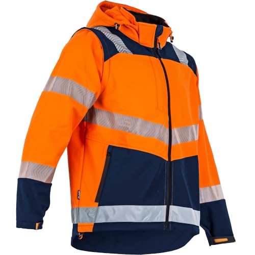 LMA Workwear 2266 CIBLE Softshell Jacke, Größe S, Neon Orange/Dunkelblau von LMA Workwear