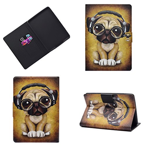 LMAZWUFULM Hülle für Amazon Kindle Paperwhite 2015/2014 / 2013/2012 (6,0 Zoll) PU Leder Ultra Dünn Magnet Lederhülle Kleiner Hund Trägt Kopfhörer Muster Stent-FunktionLedertasche Flip Cover von LMAZWUFULM