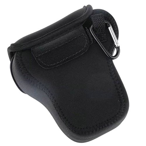 LMAZWUFULM Hülle für Canon EOS M /M2 /M10 Neoprene Material mit Portable Schaltfläche Kamera Tasche Wasserdicht im Edelstahl Haken-Funktion Holster Schwarz von LMAZWUFULM