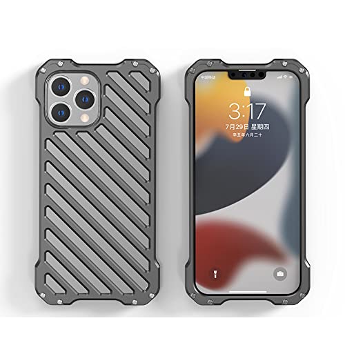 Aluminium Armor Phone Case für iPhone 14 13 12 Pro Max Plus Luxury All Metal Bumper für iPhone 14Plus 14Pro Heat Dissipation Cover, dunkelgrau, für iPhone 14 Plus von LMEIL