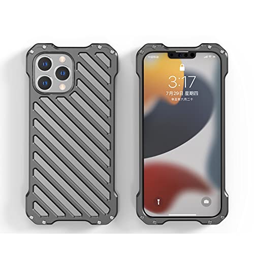 Aluminium Armor Phone Case für iPhone 14 13 12 Pro Max Plus Luxury All Metal Bumper für iPhone 14Plus 14Pro Wärmeableitungsabdeckung, dunkelgrau, für iPhone 14 Pro von LMEIL